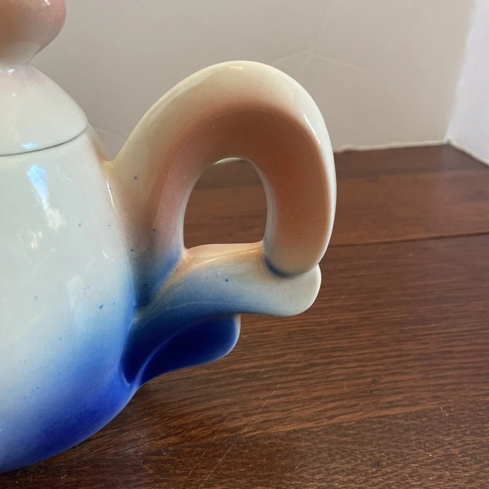 Vintage Teapot with lid- Rooster with Hen, Japan,‎ Pinks And Blues, Rare
